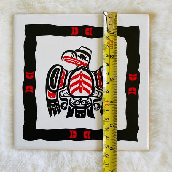 Canadian Native Indian Eagle Art 6" Trivet Wall Hanging Tile Decorative Art Boho - Picture 3 of 7